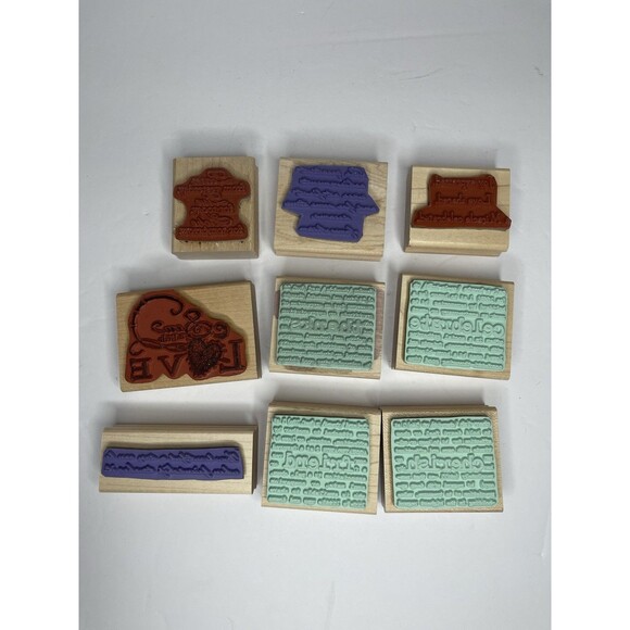 Lot Of 9 Lexicon Of Love Stampin Up Rubber Wood Mounted Stamps Sayings Words - Picture 4 of 4
